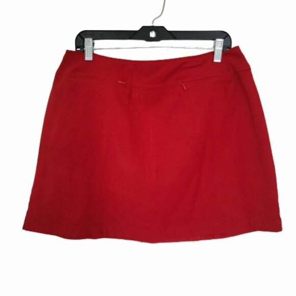 𝅺STRETCH red mini skirt 2 zipper pocket in front - Picture 1 of 3